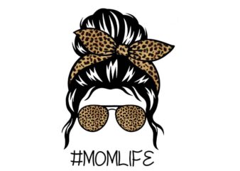 Brown Leopard Messy Bun Momlife Tshirt Design