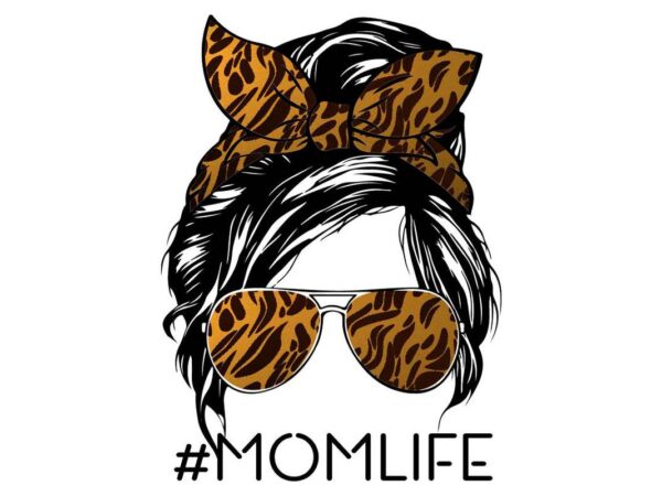 Leopard messy bun momlife tshirt design