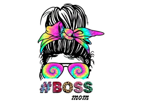 Boss mom messy bun tshirt design