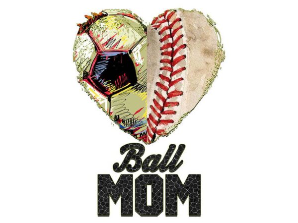 Ball mom heart tshirt design