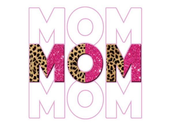 Leopard pink mom tshirt design