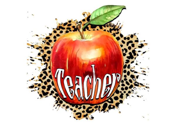 Leopard apple teacher tshirt design