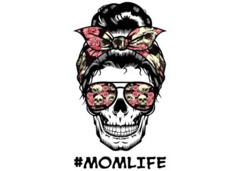 Skull Momlife Tshirt Design