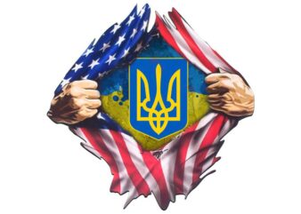 Coat Of Arms Of Ukraine On American Tshirt Design