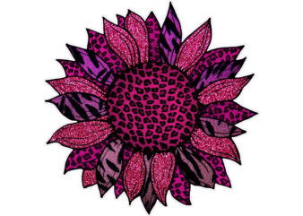 Sunflower Pink Leopard Cancer Tshirt Design