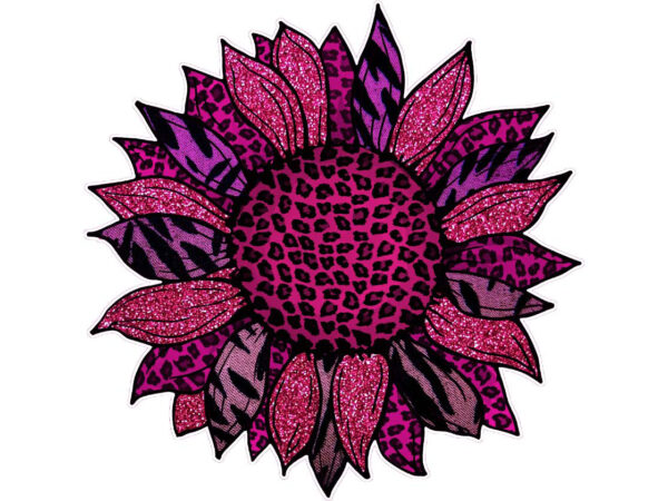Sunflower pink leopard cancer tshirt design