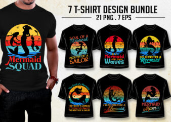 Mermaid T-Shirt Design Bundle