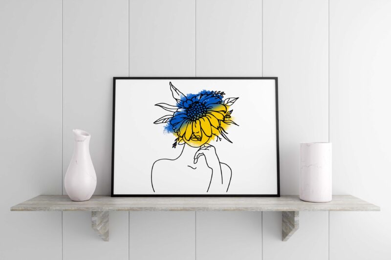 Ukraine Sunflower Face Girl Tshirt Design