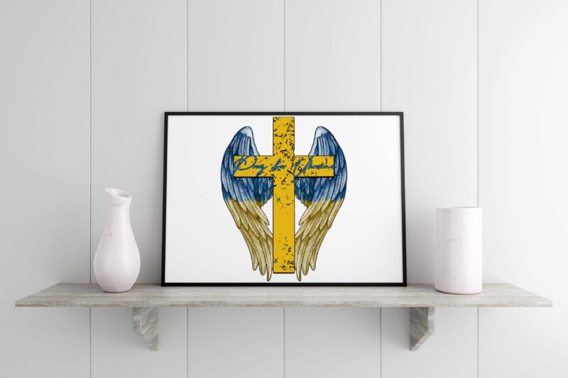 Cross Wings Pray For Ukraine Tshirt Design
