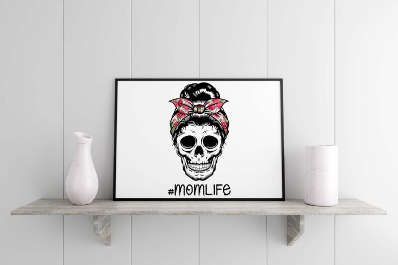 Skull Mom Momlife Tshirt Design