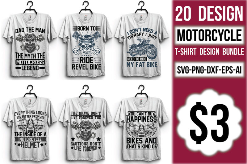 Motorcycle T-shirt Design Bundle