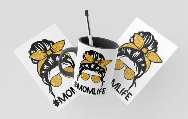Gold Bling Messy Bun Momlife Tshirt Design