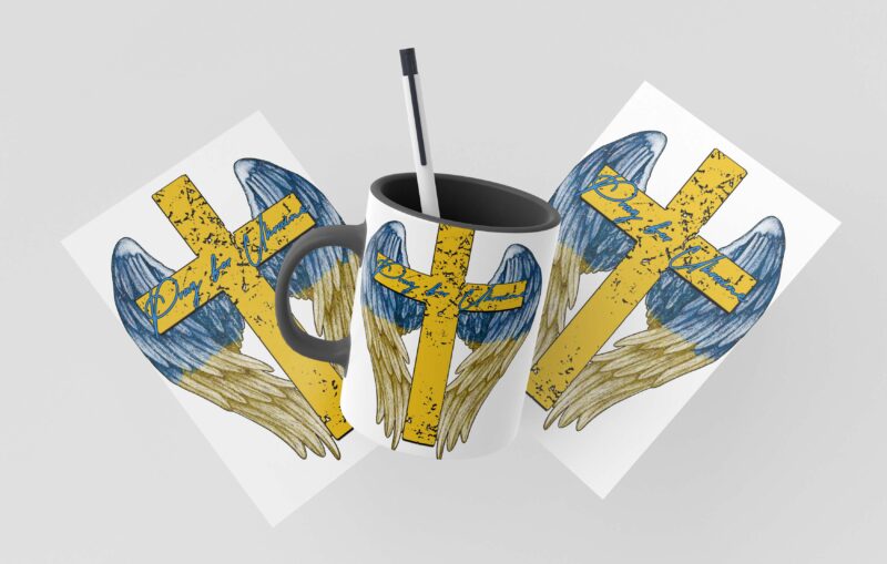 Cross Wings Pray For Ukraine Tshirt Design