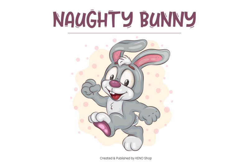 Set of Cartoon Bunny Image_03. T-Shirt.