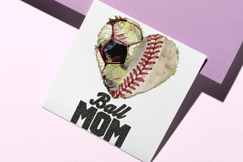 Ball Mom Heart Tshirt Design