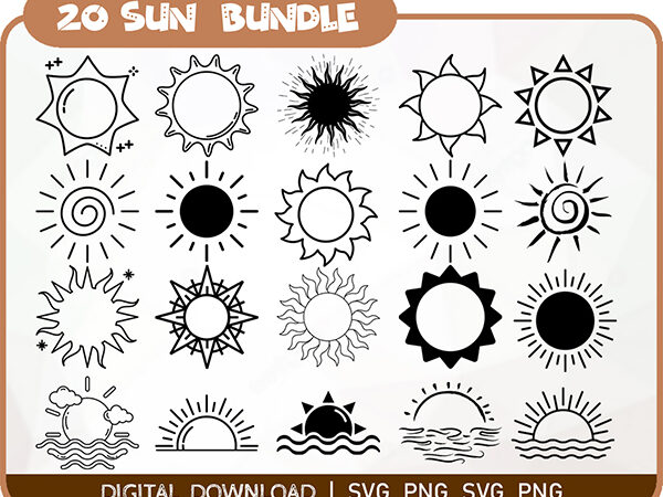 Sun svg, sun clipart, sun cut file, sun svg bundle, cute sun svg, sun svg for cricut, sun cricut, sun silhouette, sun vector, svg, png