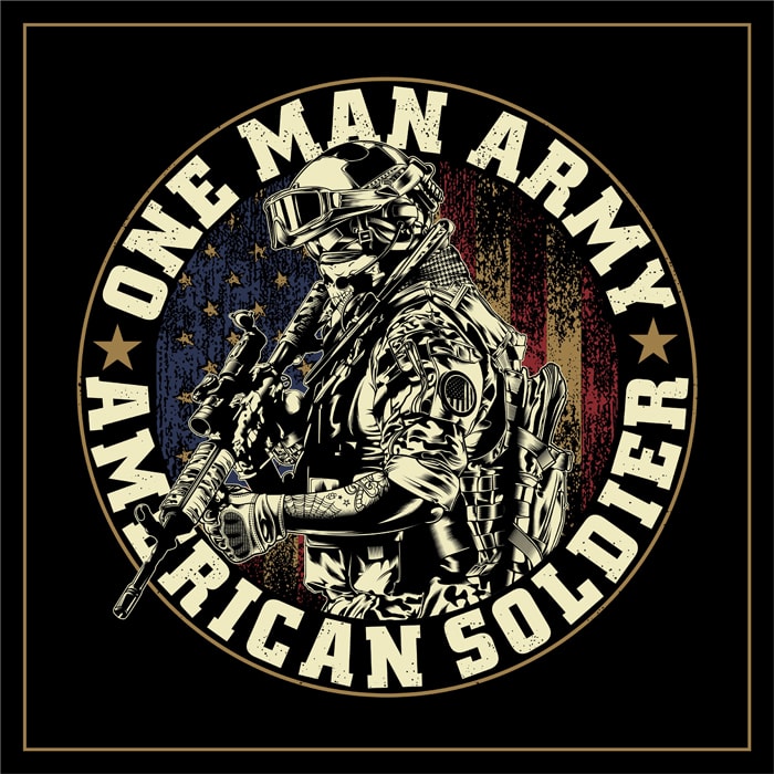 ONE MAN ARMY AMERICAN SOLDIER ILLUSTRATION