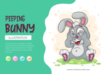 Peeping Easter Bunny. T-Shirt, PNG, SVG.
