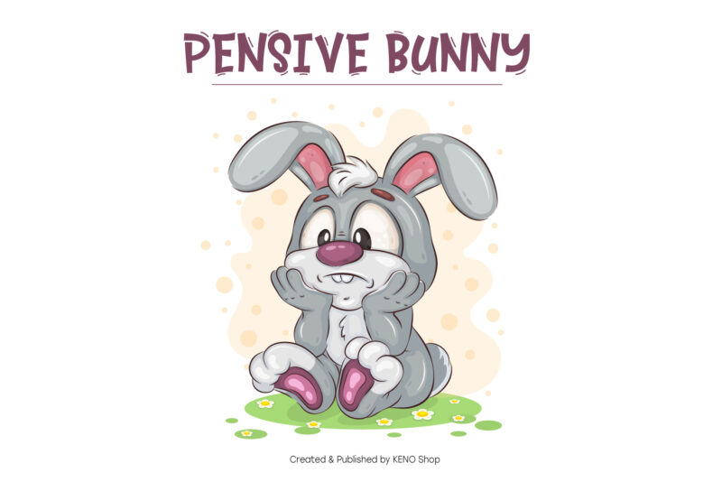 Set of Cartoon Bunny Image_03. T-Shirt.
