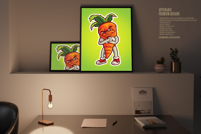 Vegetarian smile carrot logo mascot