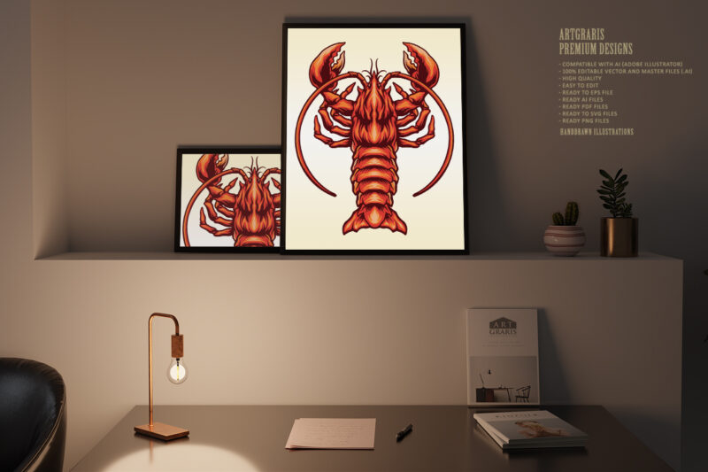 Shrimp Lobster seafood logo mascot
