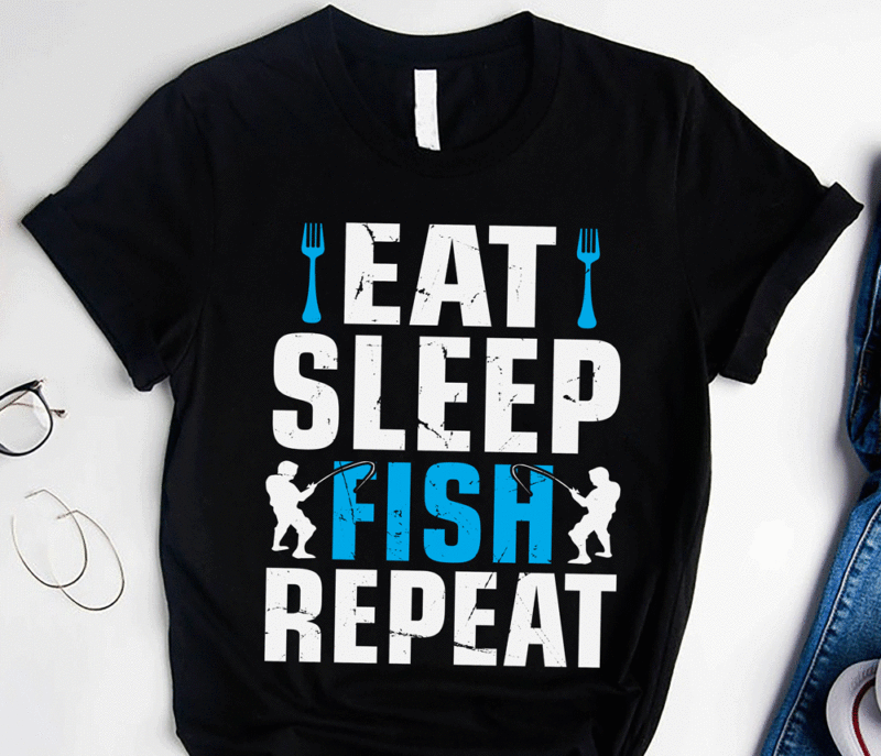 Eat Sleep Fish Black Youth T-Shirt 