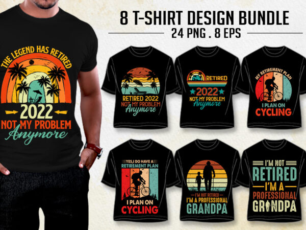 Retired retirement t-shirt design bundle