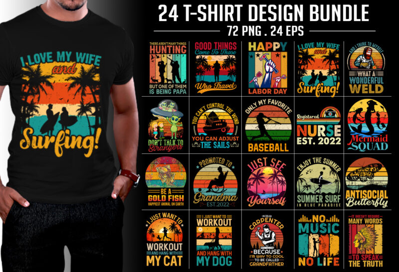 Retro Vintage Sunset T-Shirt Design
