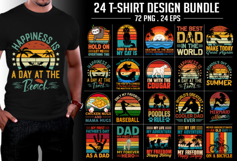 Retro Vintage Sunset T Shirt Design Bundle Buy T Shirt Designs