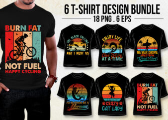 Retro Vintage Sunset T-Shirt Design Bundle