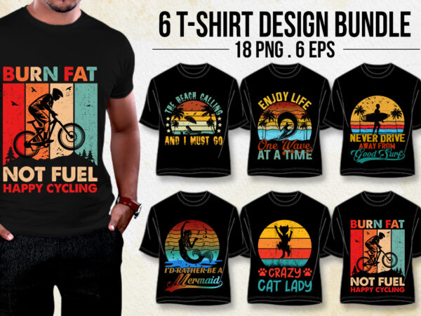 Retro vintage sunset t-shirt design bundle