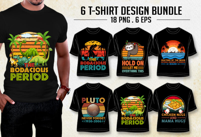 Retro Vintage Sunset T-Shirt Design Bundle