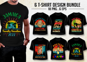 Retro Vintage Sunset T-Shirt Design Bundle