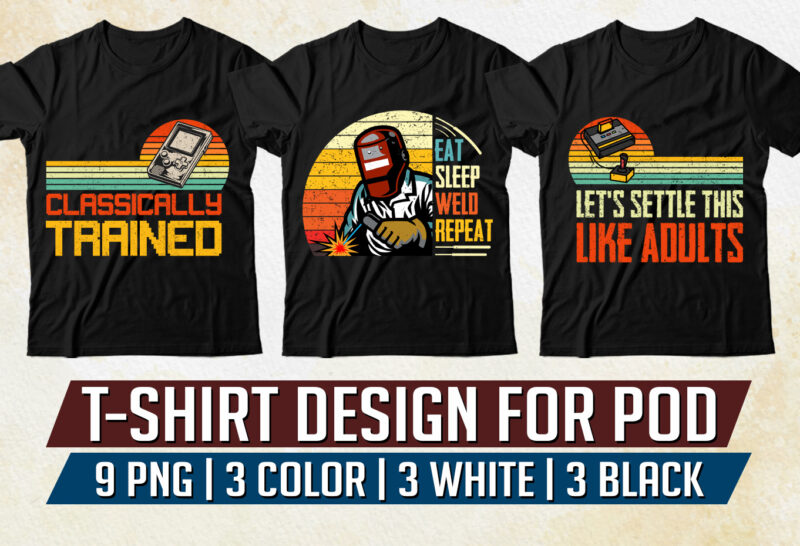 Retro Vintage Sunset T-Shirt Design Bundle