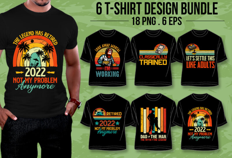 T-Shirt Design Bundle-Vintage Retro Sunset