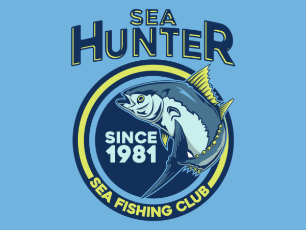 Sea fishing club badge t shirt template vector