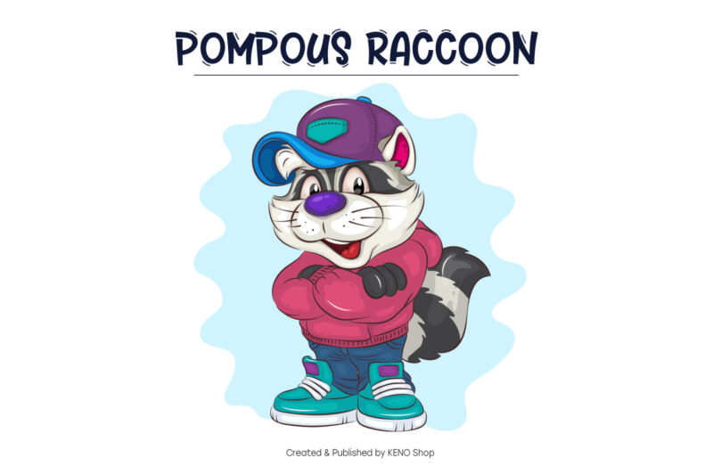 Set of Cartoon Raccoons 03. T-Shirt.