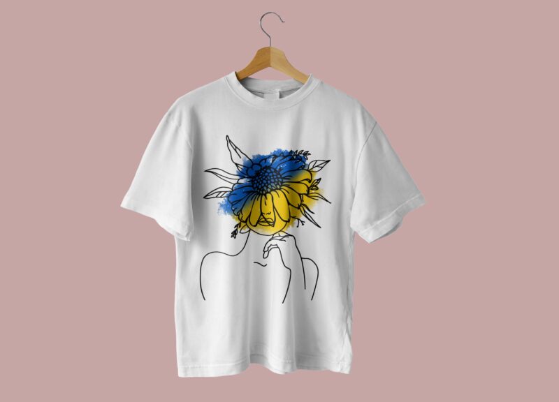 Ukraine Sunflower Face Girl Tshirt Design