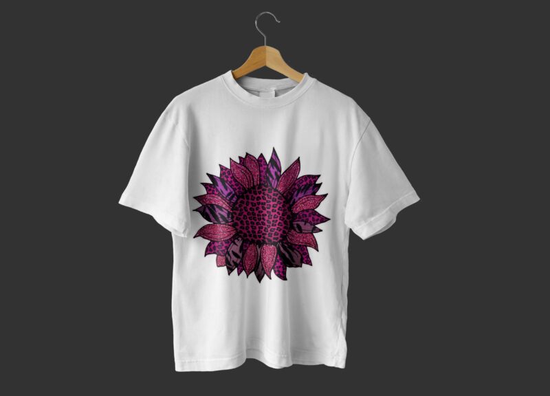 Sunflower Pink Leopard Cancer Tshirt Design