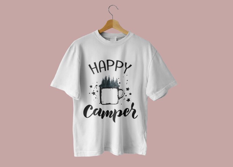 Happy Camper Mountain Cup Tshirt Design