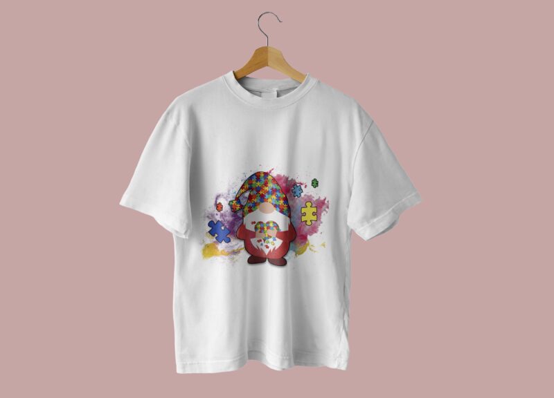 Gnome Holding Autism Puzzle Tshirt Design