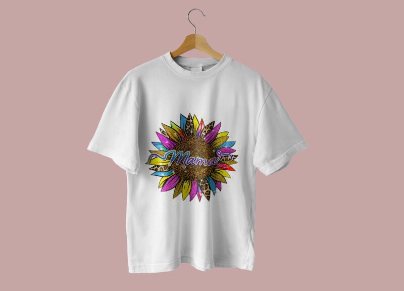 Leopard Sunflower Mama Tshirt Design