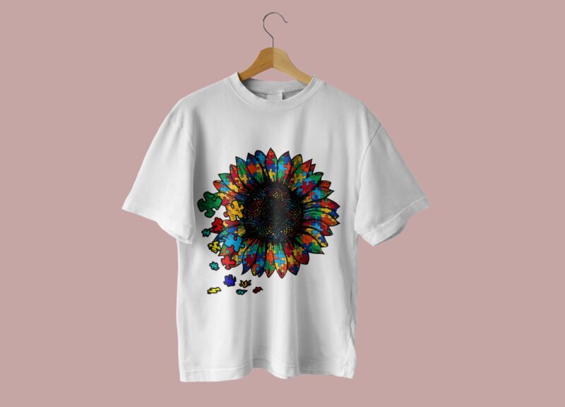 Autism Sunflower Puzzle Tshirt Design