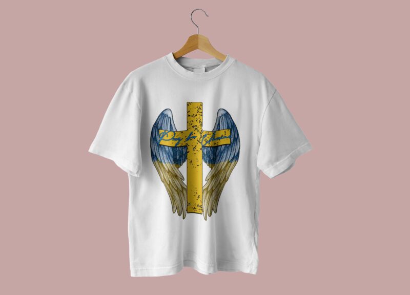 Cross Wings Pray For Ukraine Tshirt Design