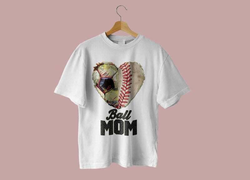 Ball Mom Heart Tshirt Design