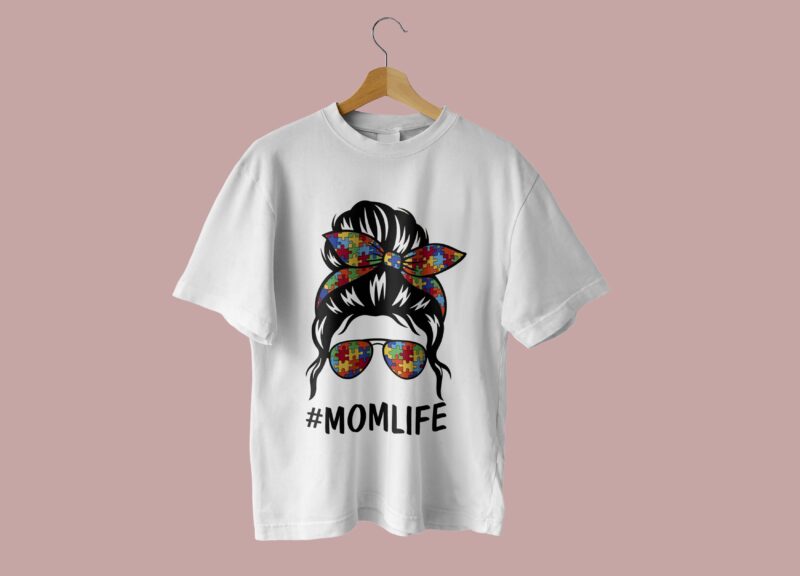 Autism Puzzle Momlife Tshirt Design