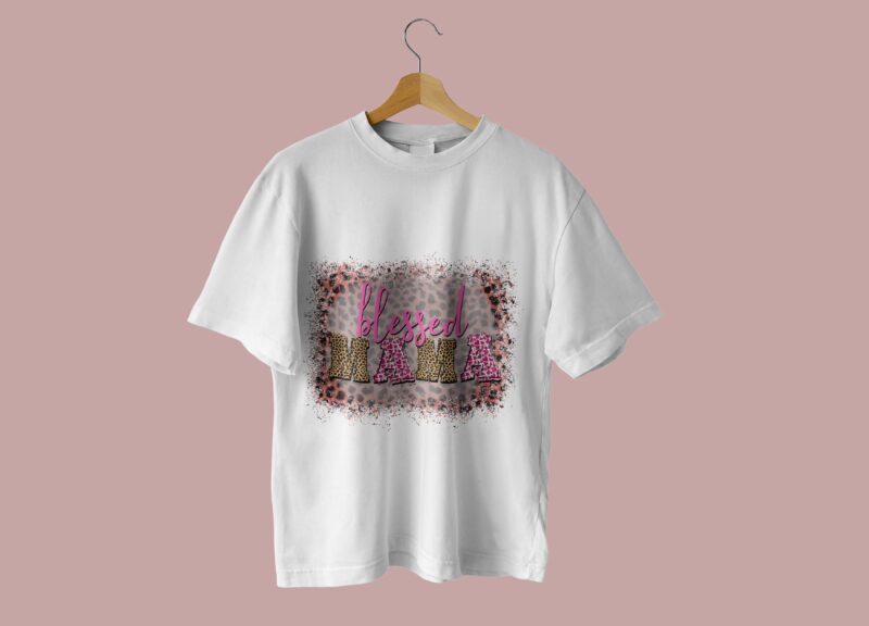 Leopard Blessed Mama Tshirt Design