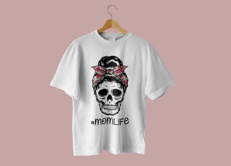 Skull Mom Momlife Tshirt Design