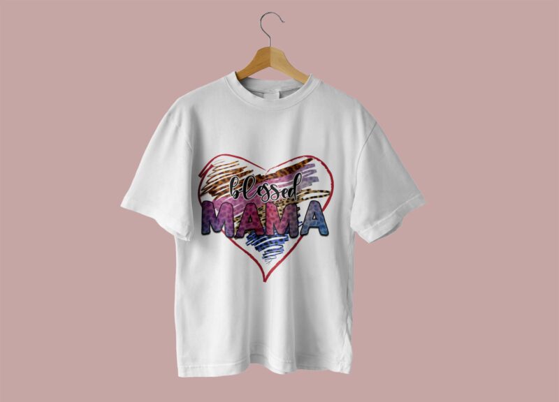 Blessed Mama Heart Tshirt Design