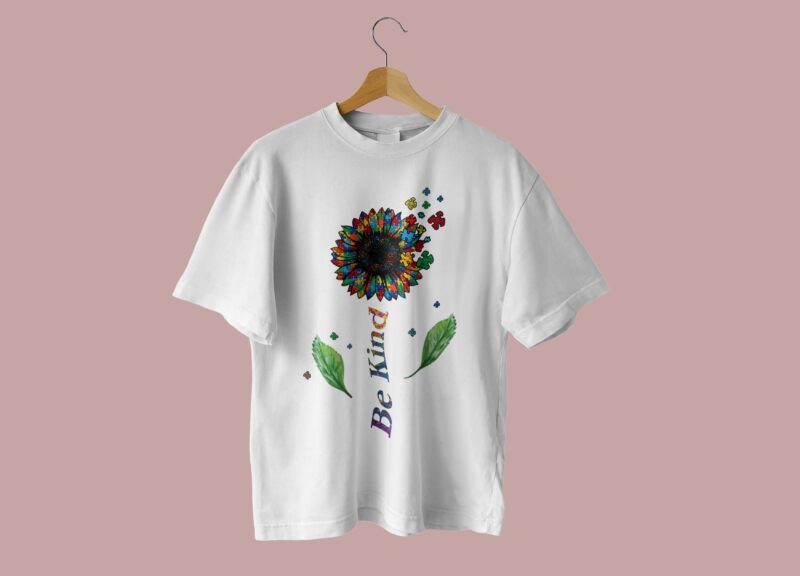 Be Kind Sunflower Autism Tshirt Design